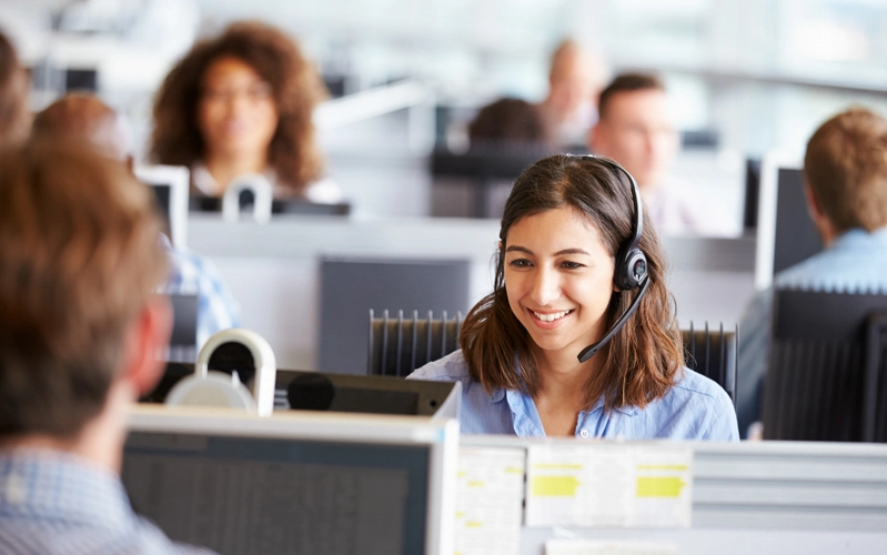 Employees at a call center site